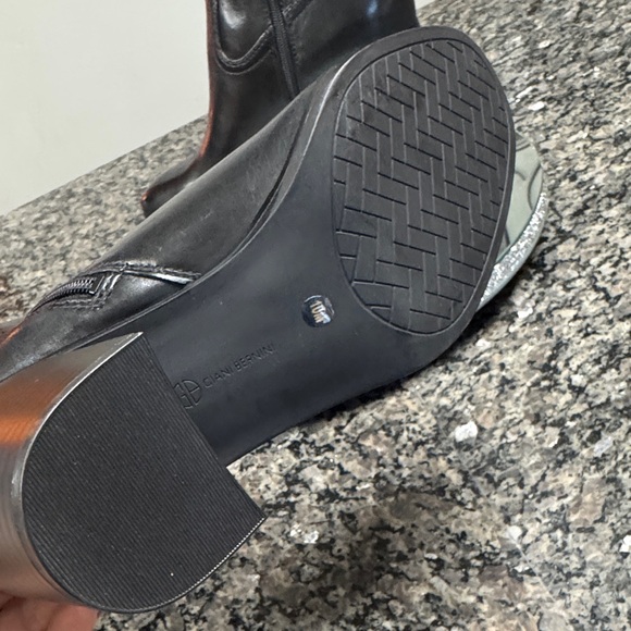 Giani Bernini leather Black block chunky Heeled Boots NWT 10 - Picture 4 of 14